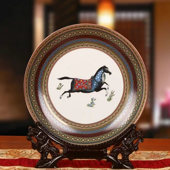 Jingdezhen Kerámia Európai Ló Tányér Virág Lemez Fali Tányér Délkelet-Ázsiai Haza Dekoratív Kézműves Bútorok