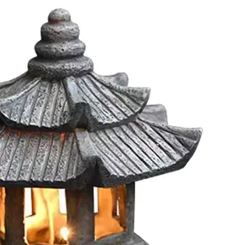 Kő Pagoda Sztúpa Lámpás Szobor Gyanta az Udvaron Kerti Dísz Szürke Torony