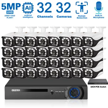 A 4K 32CH NEMZETI Biztonsági Kamera Rendszer 5MP POE CCTV Kamera Készlet Kültéri Vízálló 32 Csatornás Videó Megfigyelő Rendszer Szett XMEYE P2P