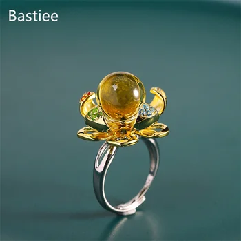 Bastiee Divat Lanpo Gyűrűk Nők S925 Ezüst Forgó Szirmok Kezét Ékszer Állítható Geometriai Típus Anillo Plata Ajándékok
